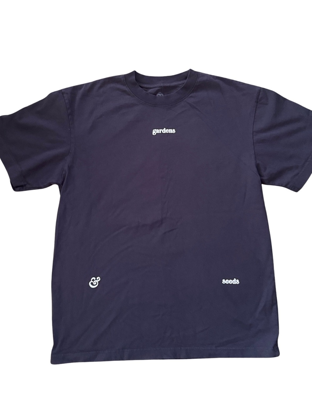 Gardens & Seeds Navy Graphic Crewneck T-Shirt, medium